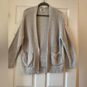 PINK Victoria's Secret Gray Chunky‎ Knit Open Front Cardigan Sweater Womens XS